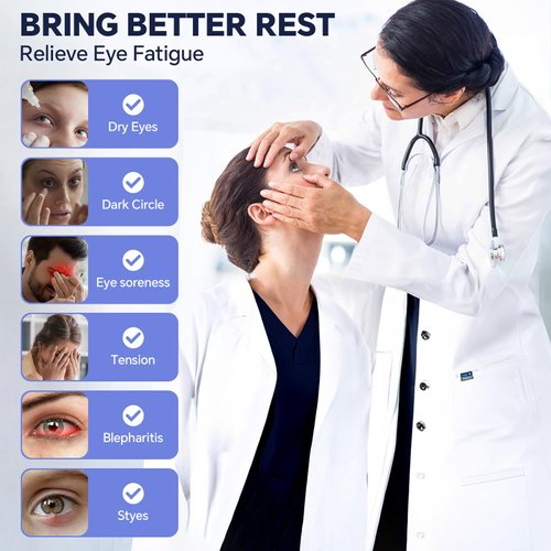 Heated Eye Mask for Dry Eyes, FSA/HSA Certified 20-Temp & 5-99 Min Therapy for MGD, Blepharitis Relief, Precision Steam Compress with Flaxseed