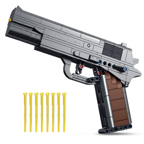 Finger Rock M1911 Pistol Model Guns Building Blocks Toy Set, DIY Simulation Handheld Gun Mechanical Model Kits, 333 pcs Collectible Construction Shootable Sniper Toys Gifts for Teens Boys Aged 14+