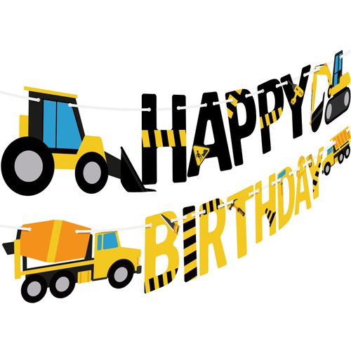 Happy Birthday Banner Construction Party Decorations Construction Birthday Party Supplies for Boys 1st 2nd 3rd Construction Birthday Banner Sign Excavator Dump Truck Tractor Bunting Banner Garland