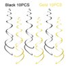 AimtoHome Party Swirl Decorations, Black and Gold Foil Ceiling Hanging Swirl Decoration, Whirls Decorations for Birthday | Wedding | Anniversary | Graduation Party Supplies, Pack of 20