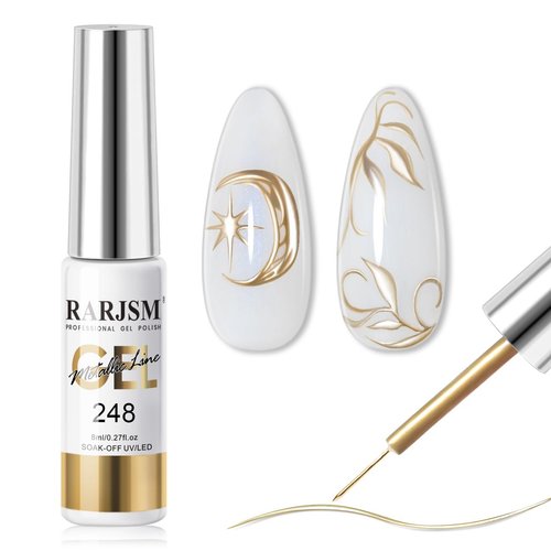 RARJSM Metallic Nail Art Gel Liner Bronze Gold Mirror Chrome 3D Effect Gel Nail Polish 8ml Build ...