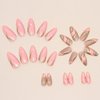 Press on Nails Short Almond, Coffin Shape Full Cover Reusable False Nails with Glue, Stick on Nails with Ripple Designs, Artificial Fingernails Acrylic Fake Nails for Women, Glue on Nails (W459)