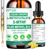 Methylfolate Supplement Liquid Drops, L Methy Folate 15mg Plus Methy B12, B6, B2 Multivitamin, Metabolically Active 5-MTHF Form for Mood Homocysteine Methylation Cognition Energy Nerve Health*