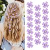 Paderison 20Pcs Mini Flower Rhinestone Hair Clips, Wedding Bridal Hair Accessories for Women Girls - Cute Small Bling Decorative Hair Barrettes and Gems (Purple)