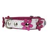 Real Leather Daisy Flowers Dog Collar (White/Pink, 10.75"-12" Neck; 5/8" Wide)