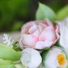 Fangsen Silver Wedding Rose Flower Pinecones Hair Comb Bridal Flower Hair Clip Floral Christmas Hair Accessories (White)