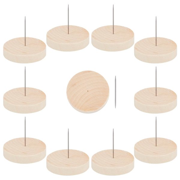 FREEBLOSS 10pcs Single Steel Needle Doll Holders Steel Needle Doll Stands Needle Felting Doll Display Holders with Wooden Base for Crochet Dolls Felting Animal Dolls