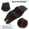 Tape in Hair Extensions Remy Human Hair Dark Brown Tape in Extensions for Thin Hair Invisible Seamless Straight Tape in Color #2 Brown Real Human Hair Extension 16 Inch 50g 20pcs