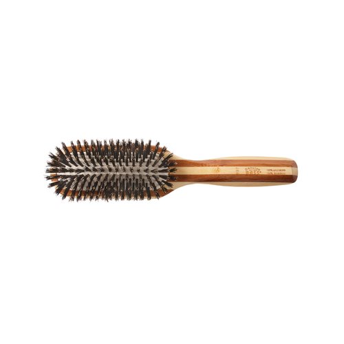 Bass Brushes | Shine & Condition Hair Brush | Natural Bristle FIRM | Pure Bamboo Handle | Medium Paddle | Striped Finish | Model 897 - SB