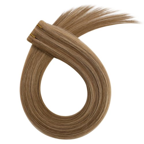 Ugeat Virgin Tape in Extensions Real Human Hair Highlights Blonde Injection Tape in Hair Extensions for Women Medium Brown Highlights Golden Blonde Seamless Tape Hair Extensions 20inch 5Pcs 12.5G