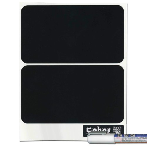 Cohas Chalkboard Labels for Tub and Tote Storage Containers Includes Liquid Chalk Marker and 8 Labels, Fine Tip, White Marker