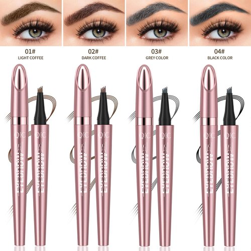 Eyebrow Pencil, 3D Microblade Eyebrow Pen,Smudge-Proof Portable Microblading Eyebrow Pencil,Eye Makeup Long-Lasting Waterproof To Create Exquisite Natural Eyebrow Hair for Women(Dark Brown)