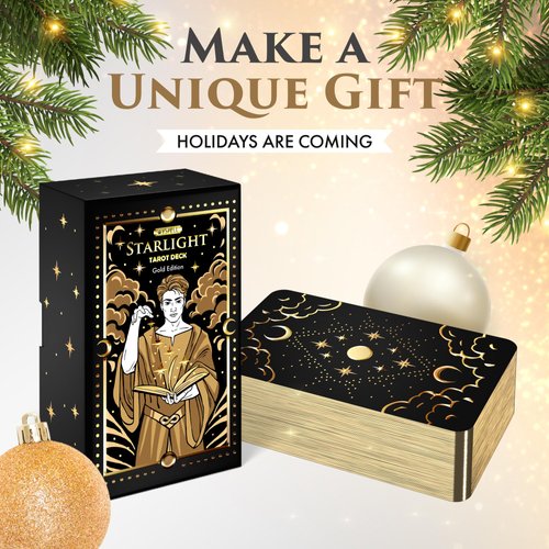 Wyspell Gold Starlight Tarot Deck: Starry Sky-Inspired Tarot Cards with Guide Book - Unique Tarot Cards Set- Tarot Cards for Beginners