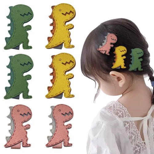 6 pcs Cartoon Dinosaur Hair Clips ,Cute Animal Pattern Barrettes for Girl Lady Hair Clip Headdress Hairstyle Decorate Supplies