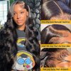 13x6 Body Wave Lace Front Wigs Human Hair Pre Plucked 24 Inch HD Transparent Glueless Lace Frontal Wigs Human Hair with Baby Hair 180% Density Brazilian Body Wave Wigs for Black Women Natural Color
