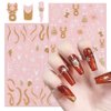 Christmas Nail Art Stickers, Snowflake Nail Decals 3D Self-Adhesive Gold Silver White Snowflake Elk Bell Xmas Tree Winter Nail Design DIY Christmas Nail Decoration for Women Girls(8Sheets)