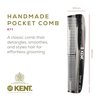 Kent R7T Graphite Double Tooth Hair Pocket Comb, Small Fine/Wide Tooth Comb For Grooming Styling Hair, Beard and Mustache, for Men, Women and Kids. Saw Cut and Hand Polished. Handmade in England