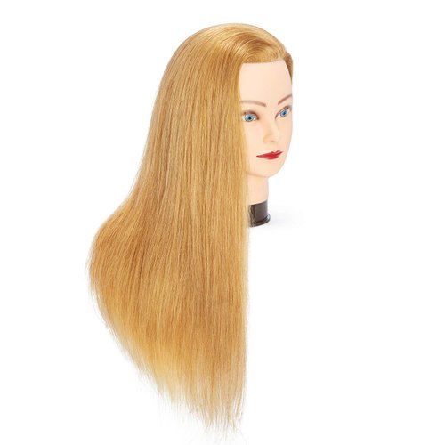 Traininghead 24"-26" 100% Human hair Mannequin head Training Head Cosmetology Manikin Head Doll Head with free Clamp (Blond A)