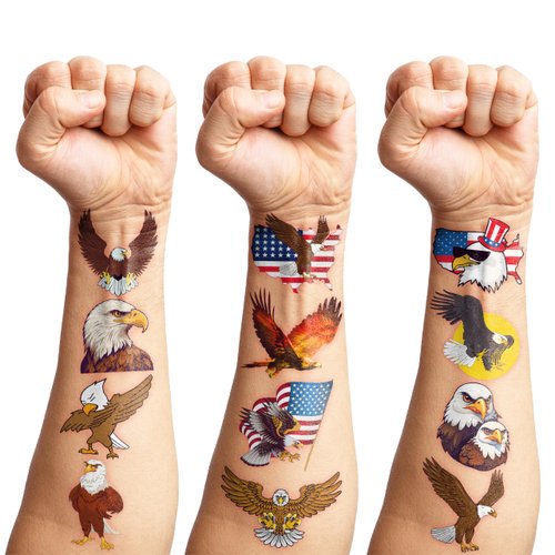 81PCS Eagle Tattoo Temporary Tattoos Eagles Theme Birthday Party Decorations Supplies Favors American Eagle Tattoos Stickers Cute Gifts for Kids Boys Girls Prizes Rewards