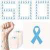 CrateGurus Co. 600 Pcs Light Blue Cancer Awareness Ribbon Temporary Tattoo Stickers Graves Thyroid Disease Lymphedema Prostate Cancer Awareness Products for Trisomy 18 Cushing Syndrome Chronic Illness