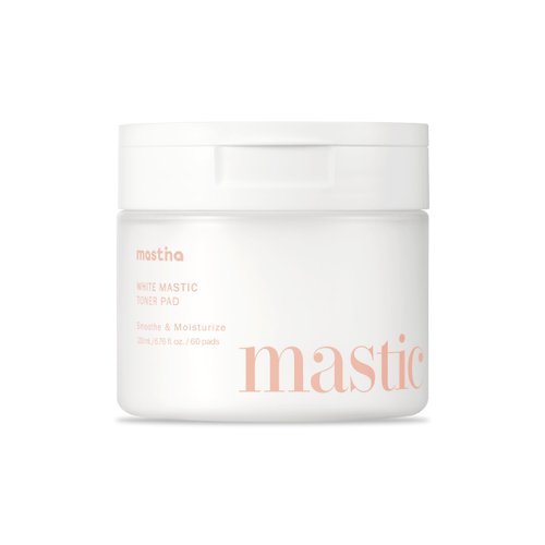 MASTINA White Mastic Toner Pad (60 Count) - 100% Vegan Cotton Rounds. Improve Skin Texture & Remove Residual Impurities