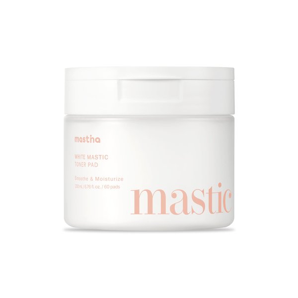 MASTINA White Mastic Toner Pad (60 Count) - 100% Vegan Cotton Rounds. Improve Skin Texture & Remove Residual Impurities