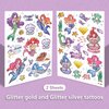 EMOME Mermaid Temporary Tattoos for Kid, Kids Tattoo Stickers for Mermaid Birthday Party Supplies Decorations, Glitter Luminous Temporary Kids Tattoos
