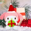 Ahlsense 8-Inch Christmas Cat Plush with Santa Hat and Gift, Soft and Adorable Holiday Stuffed Animal for Kids, Boys, and Girls | Perfect Christmas Decoration and Gift (Pink)