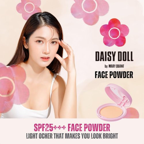 Daisy Doll Face Powder, Pressed Setting Powder w/SPF 25 PA+++, Japanese Makeup for Matte & Smooth Finish, 0.3 oz (10 g), 02 Pink Ocher