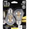 Feit Electric - Decorative Clear Glass Filament LED Dimmable 40W Equivalent Soft White (2700K) Classic A15 Light Bulb, Pack of 2 (BPA1540/827/LED/2)