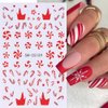 Christmas Nail Art Stickers Cute Nail Decals 3D Self-Adhesive Snowman Candy Cane Elk Tree Flower Nail Art Designs Supplies 5PCS Winter Xmas Nail Sticker Nail Art for Women Girls DIY Nail Decorations