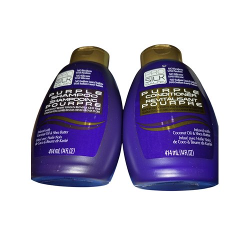 Pro Silk Icon Purple Shampoo and Conditioner for Gray Hair, infused with Coconut Oil & Shea Butter, 14 fl oz, 2 Pack