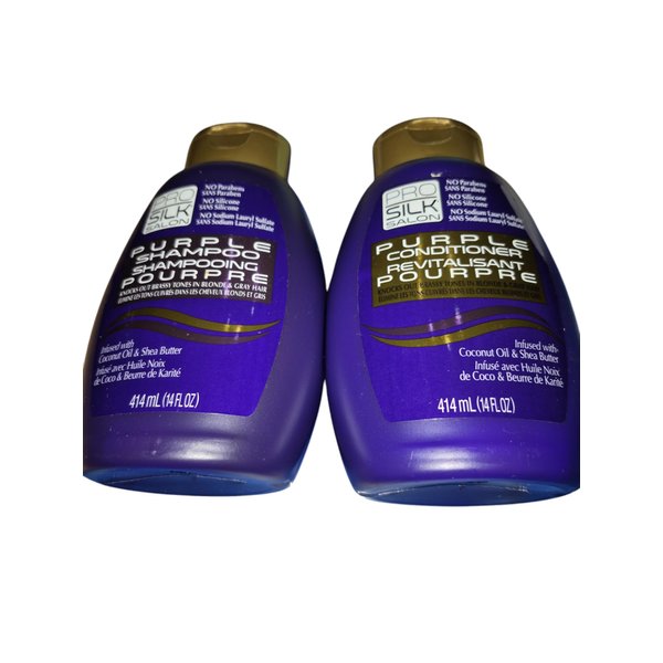 Pro Silk Icon Purple Shampoo and Conditioner for Gray Hair, infused with Coconut Oil & Shea Butter, 14 fl oz, 2 Pack