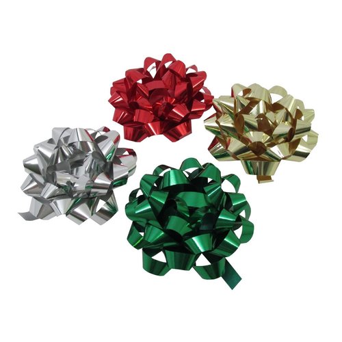 The Gift Wrap Company Adhesive Starburst Bows, 4-Count, Metallic (0725)