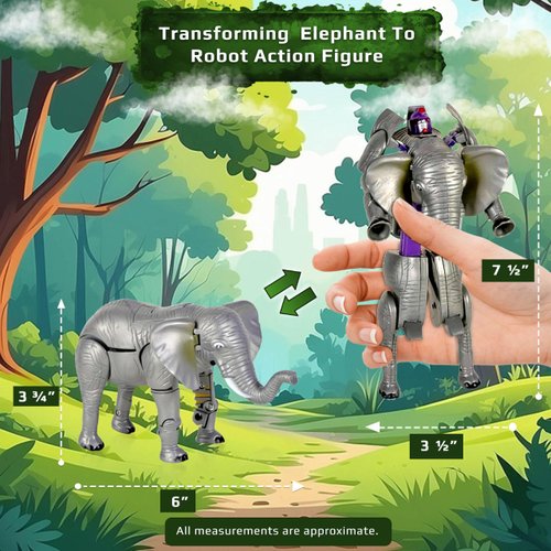 Forest & Twelfth 5" Elephant Jungle Animal Toys – Transforming Action Figure – Changes from a Detailed Animal Toy to a Unique Robot Toy in Seconds Great Gift for Both Girls and Boys (5" Elephant)