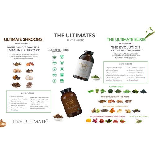 Live Ultimate Shrooms USDA Certified Whole Food Mushroom Extract Powder - 8 Organic Mushrooms Including Chaga, Cordyceps, and Reishi Mushroom Extract - Natural Energy, Immune Support and Detox