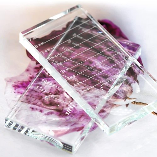 2-in-1 Eyelash Extension Crystal Pallet, Glass False Lashes Stand Tray, Strip Tile Holder for Lashes Adhesive Glue, Nail Art Painting Color Toning Glass Board (1Pcs)