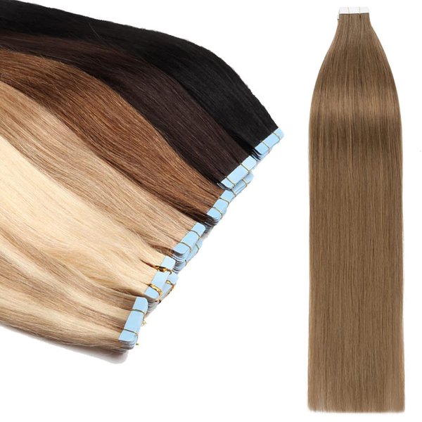 Rich Choices Tape in Hair Extensions Human Hair 20pcs 30g Balayage Dark Brown 100% Remy Hair Extensions Real Human Hair Seamless Skin Weft Straight Tape in Hair Extension of 20 inch #02
