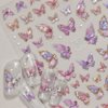 Butterfly Nail Art Stickers Decals Pink Butterfly 5D Embossed Nail Decals Shell Light Butterfly Nail Designs Adhesive Sticker Manicure Accessories for Women Girls DIY Nail Art Decorations Supplies