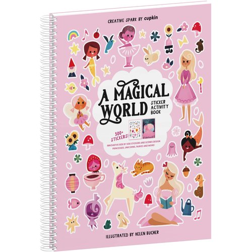 A Magical World Princess Stickers + Coloring Book with 500+ Stickers & 12 Scenes - Side by Side Activity Book Design - Fun Girly Sticker Books for Girls 2-4 Also Great for Kids Age 4-8 8-10 or 12+