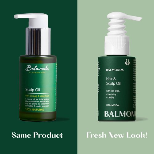 Balmonds Hair, Scalp & Beard Oil 1.7 Oz with Rosemary, Hemp & Tea Tree - Natural Conditioning Treatment for Dry, Itchy Scalps - Nourishes & Moisturizes