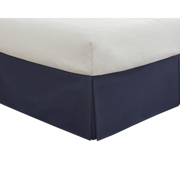 Fresh Ideas Bedding Tailored Bedskirt, Classic 14” Drop Length, Pleated Styling, Twin, Navy