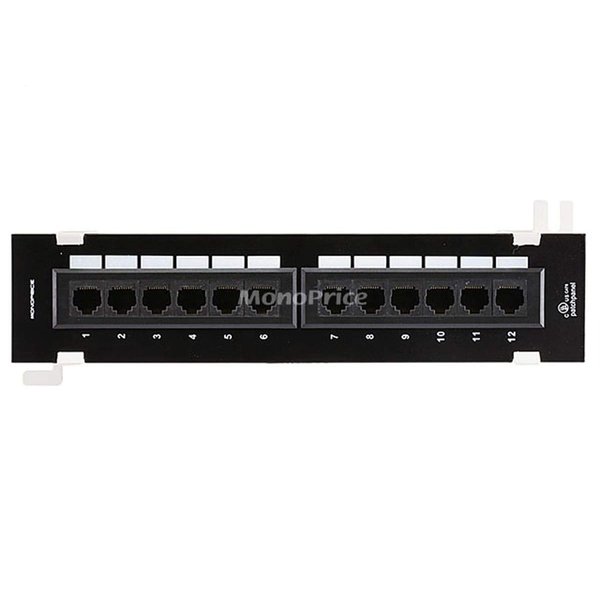 Monoprice 12-Port Vertical Cat6 Mini Patch Panel (110 Type) (568A/B)