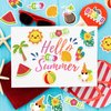 JarThenaAMCS 300Pcs Summer Foam Stickers Hello Summer Gnome Tropical Beach Watermelon Hawaii Decals Mixed Bulk Cartoon Self-Adhesive Decorative for DIY Art Craft Scrapbook Journal Party Supplies