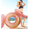 CoTa Global Inflatable Angel Wings Pool Float Ring, Confetti Transparent Lounger for Summer Pool Party Fun Beach Lake - UV Resistant Vinyl Water Tube Toy - Glitter Rose Gold