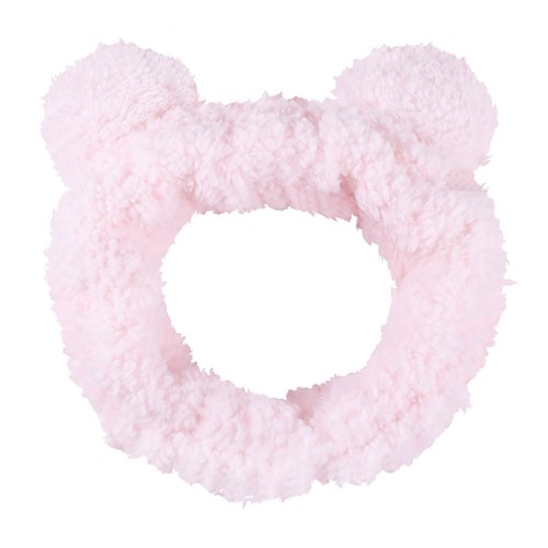 Miroksh Spa Bear Ears Headband Pink Face Wash Headband Cute Makeup Skincare Head Hair Band for Women Girls Washing Face Fluffy Elastic Cosmetic Headwrap Costume Party Supply Birthday Gift