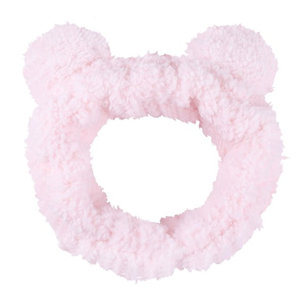 Miroksh Spa Bear Ears Headband Pink Face Wash Headband Cute Makeup Skincare Head Hair Band for Women Girls Washing Face Fluffy Elastic Cosmetic Headwrap Costume Party Supply Birthday Gift