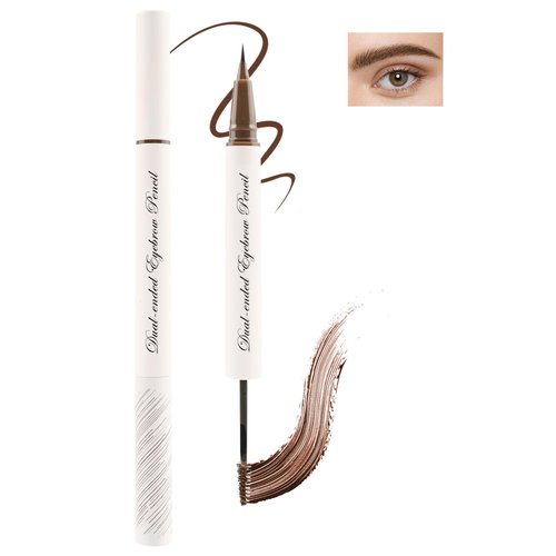 2-in-1 Eyebrow Pencil & Tinted Brow Gel, Brown Waterproof Liquid Micro Eyebrow Pencil Long Lasting Tinted Brow Gel, Smudge-proof Thickening Eyebrow Mascara Brow Pen Lift & Snatch Eyebrow Eye Makeup