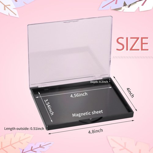 Snowso Empty Magnetic Eyeshadow Palette with Clear Top, Travel Makeup Organizer with 40Pcs Adhesive Metal Stickers For DIY Your Own Eyeshadow Lipstick Blush Powder (Small Palette - 4.8'' x 4'')