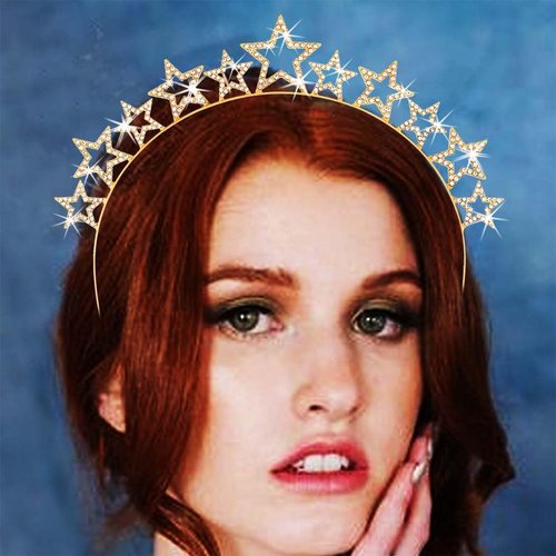Fashey Star Halo Crown Headband Rhinestone Star Crown Headbands Goddess Halo Crown Costume Party Boho Bridal Wedding Headpiece for Women and Girls (Type B)